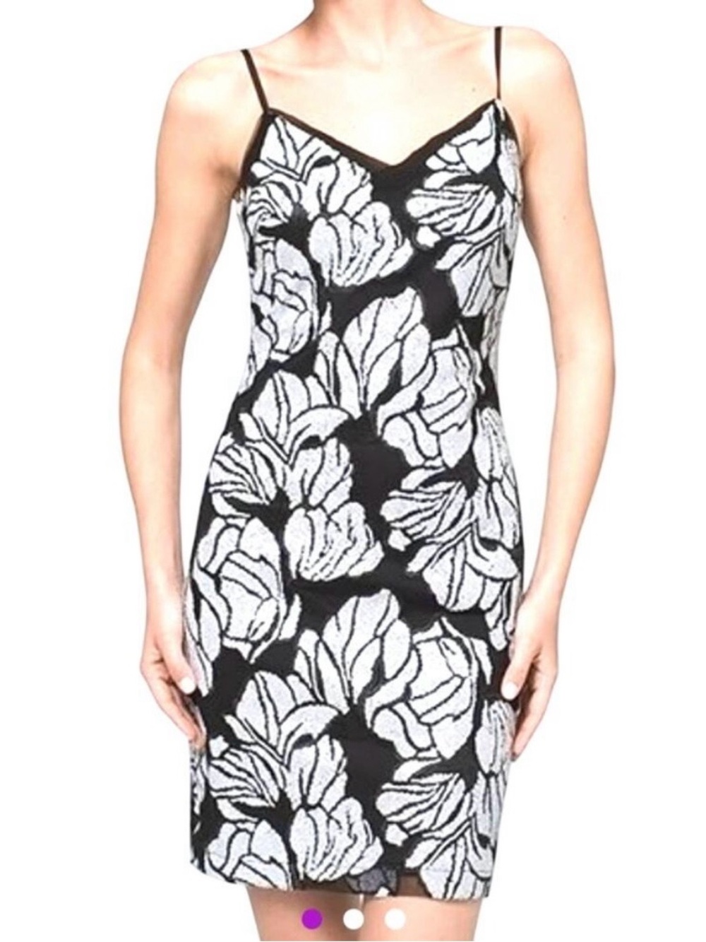 White House Black Market Black and White Floral Slip Mini Dress size 10